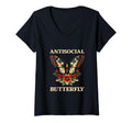 Womens Antisocial Butterfly V Neck T-Shirt - Trendy Graphic for Adults - T-Shirt, Sweatshirt, Hoodie
