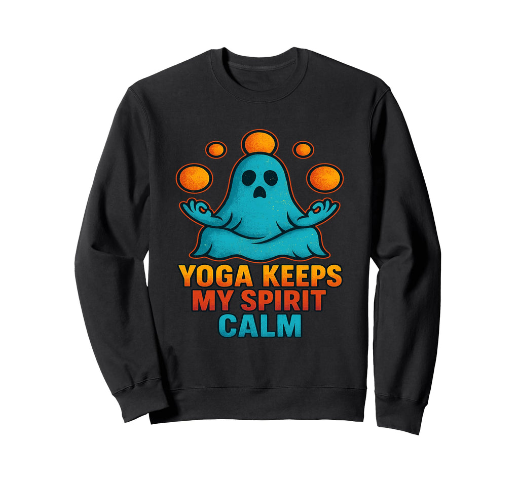 Yoga Spirit Calm Funny Ghost Sweatshirt - Graphic Print for Adults - T-Shirt, Sweatshirt, Hoodie