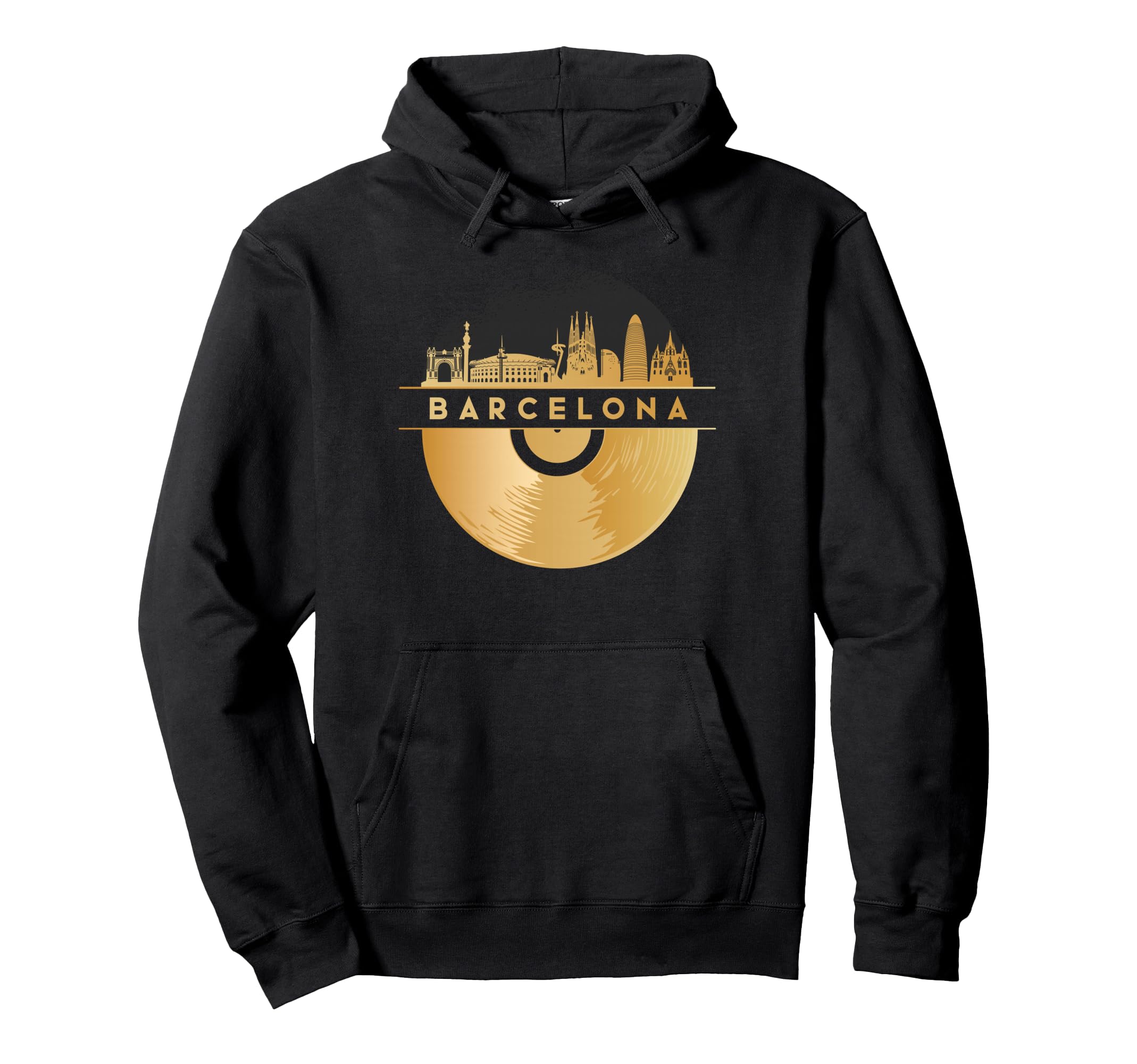 Vinyl Record Player Disco Music Skyline Hoodie - Novelty Apparel Men Women - T-Shirt, Sweatshirt, Hoodie