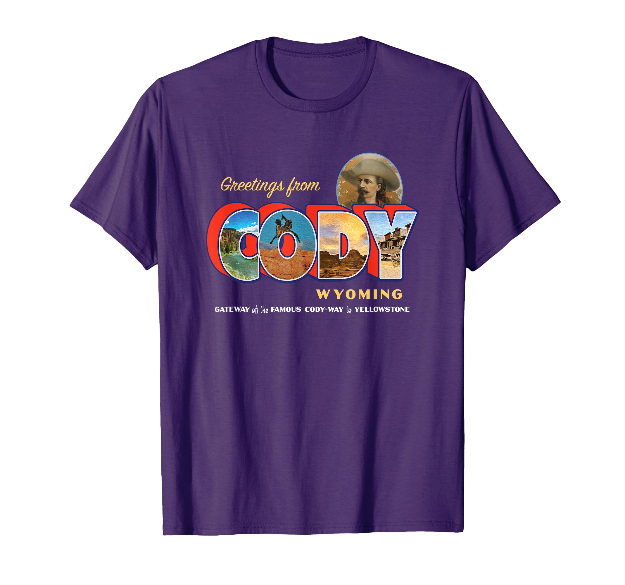 Cody Wyoming Large Letter Postcard T-Shirt - Graphic Print for Adults - T-Shirt, Sweatshirt, Hoodie