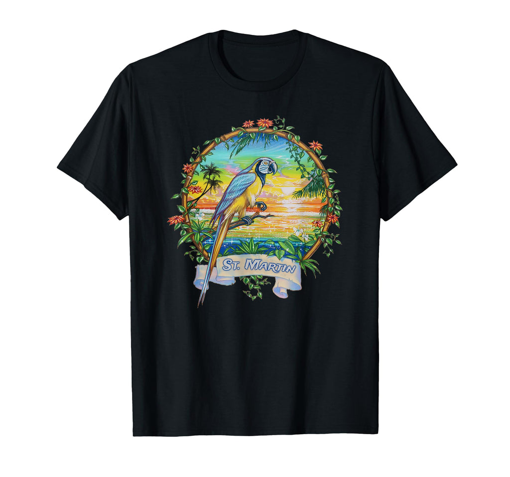 St Martin West Indies Tropical Parrot T-Shirt - Aesthetic Graphic Unisex - T-Shirt, Sweatshirt, Hoodie
