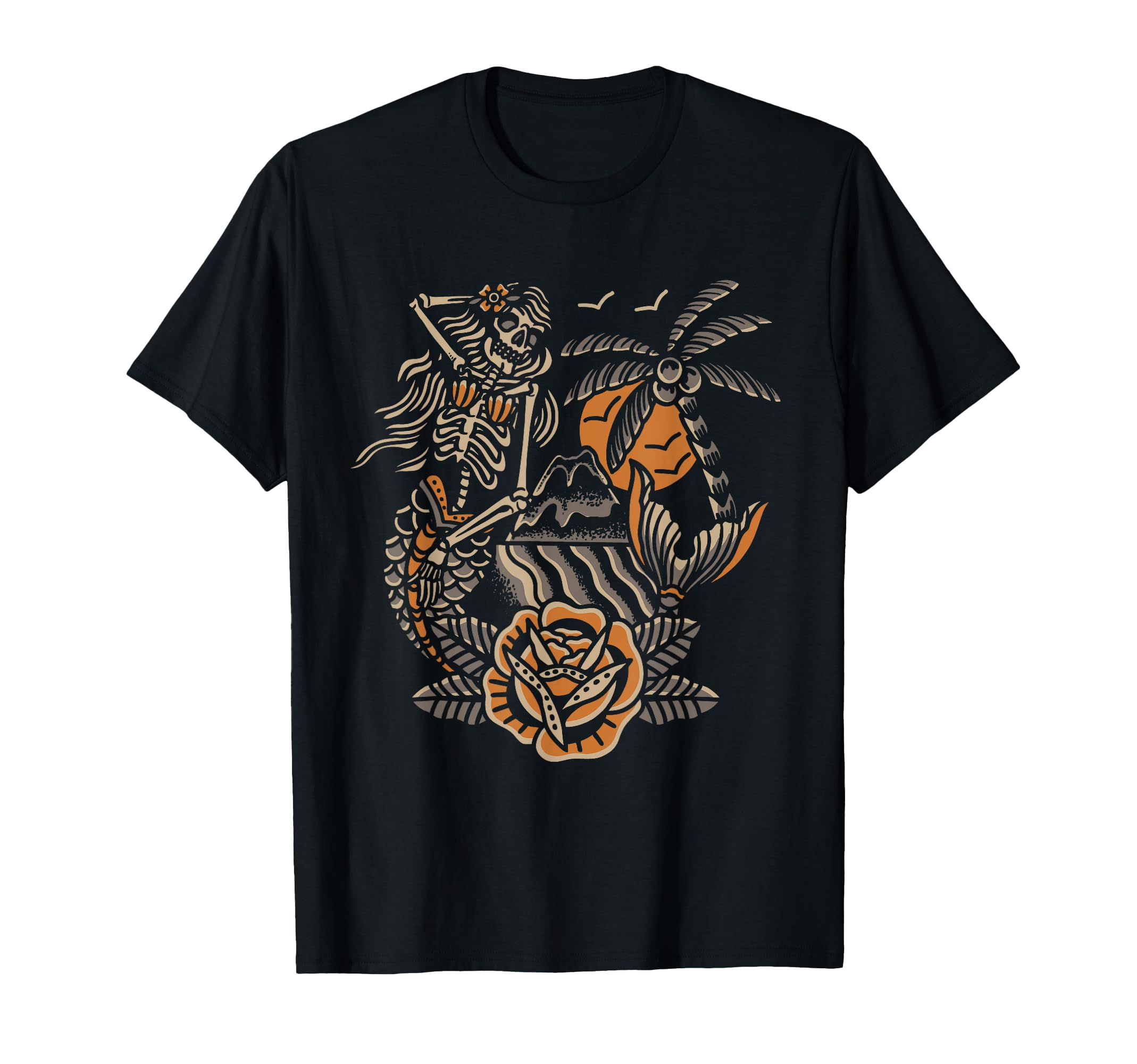 Mermaid Skeleton Traditional T-Shirt - Casual Everyday Wear Men Women - T-Shirt, Sweatshirt, Hoodie