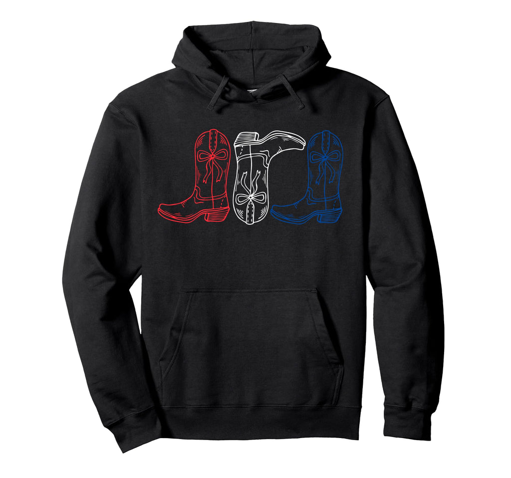 Red White Blue Cowgirl Boots 4Th July Hoodie - Minimalist Print for Adults - T-Shirt, Sweatshirt, Hoodie