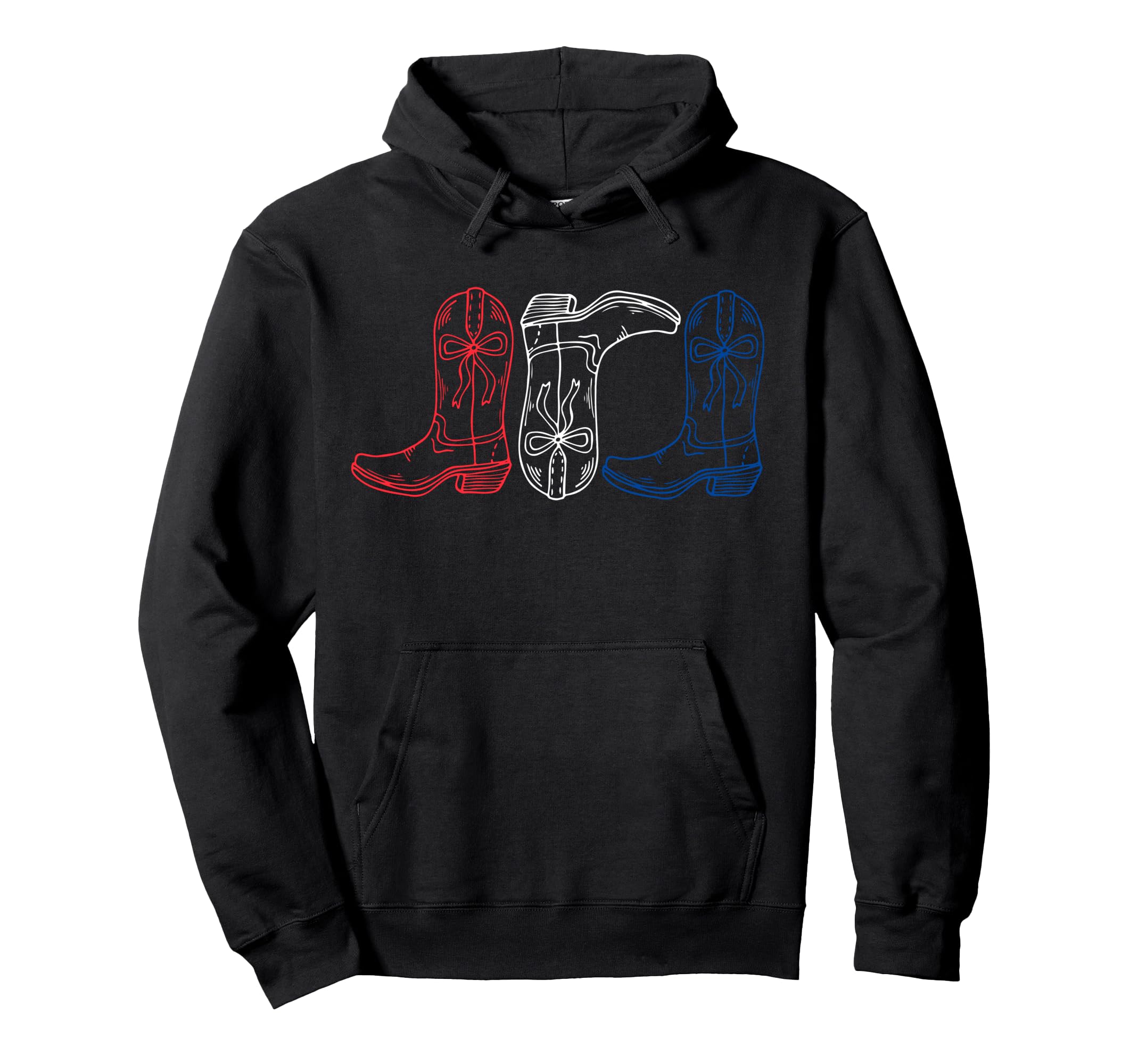 Red White Blue Cowgirl Boots 4Th July Hoodie - Minimalist Print for Adults - T-Shirt, Sweatshirt, Hoodie