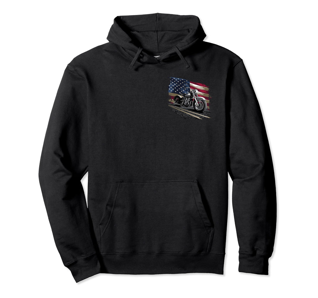 Motorcycle American Flag Front And Back Hoodie - Minimalist Print Men Women - T-Shirt, Sweatshirt, Hoodie