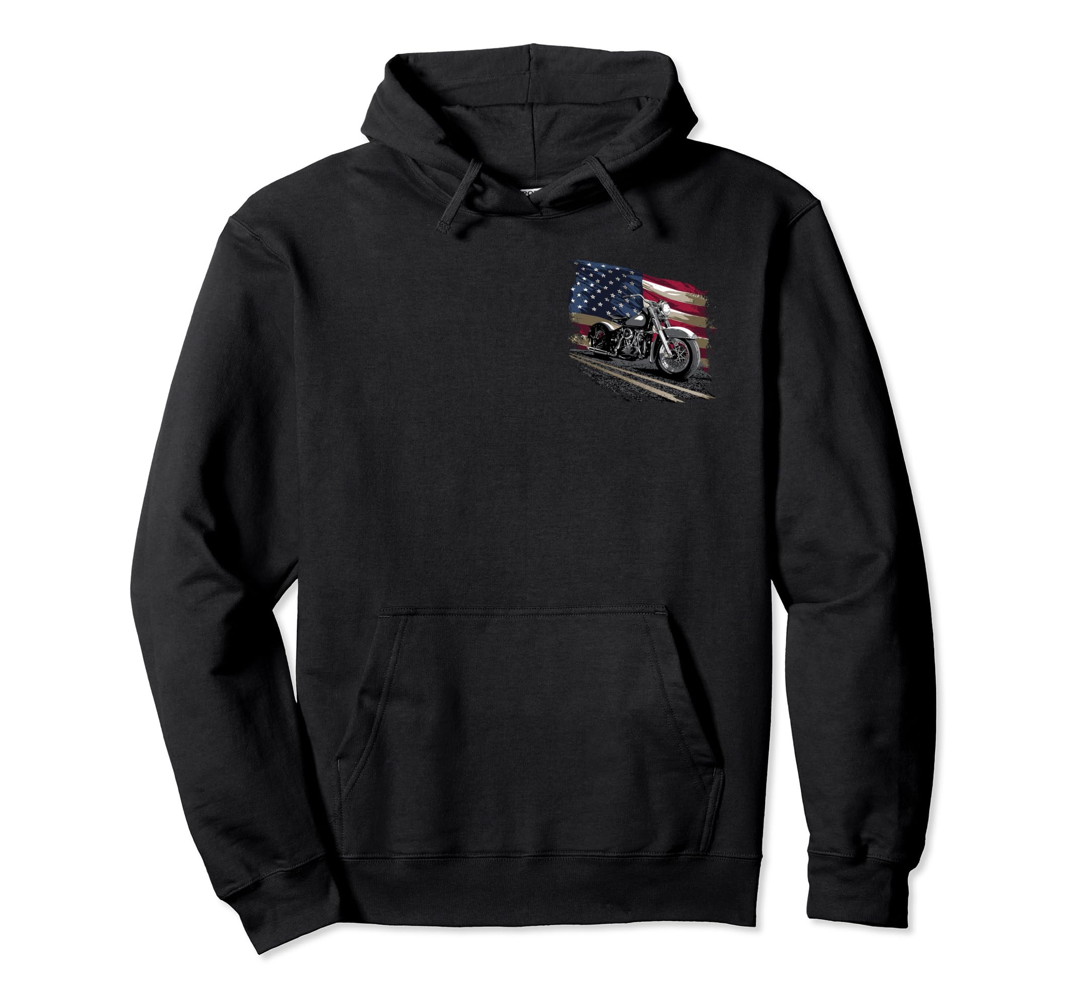 Motorcycle American Flag Front And Back Hoodie - Minimalist Print Men Women - T-Shirt, Sweatshirt, Hoodie