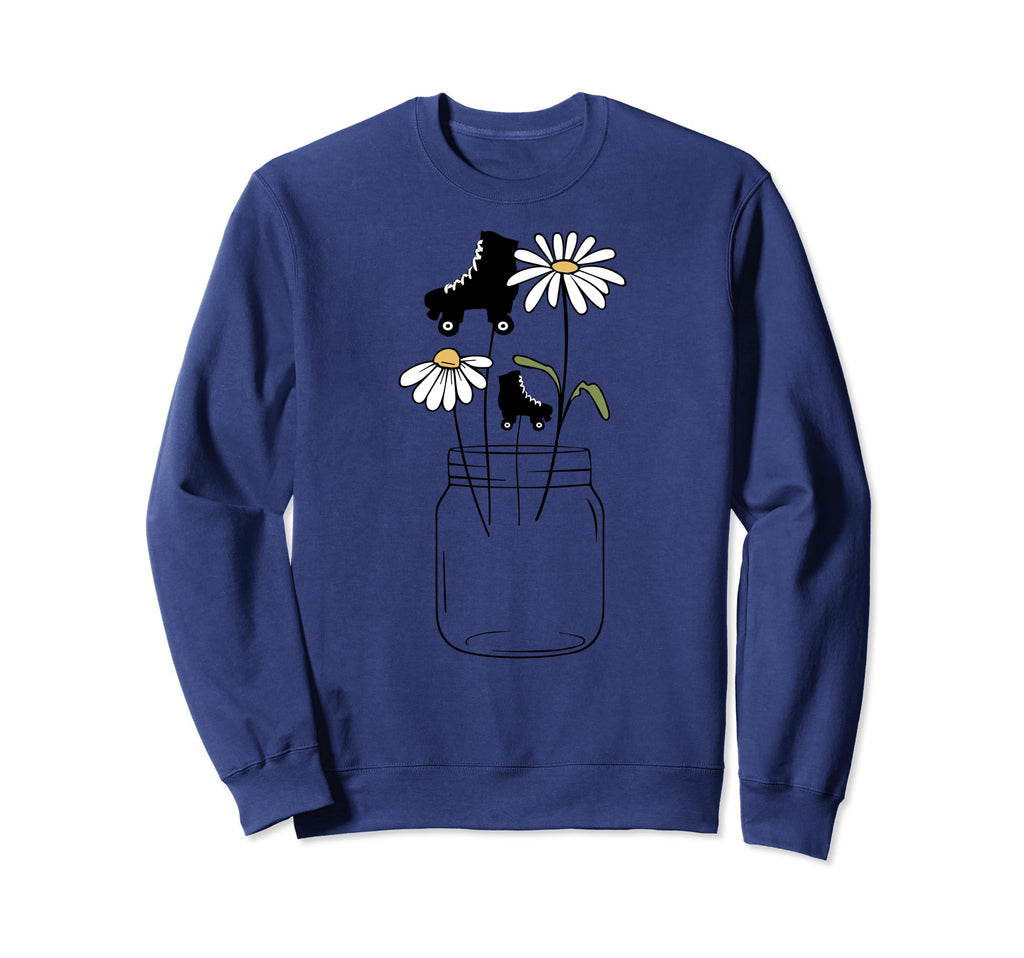 Roller Skate Flower Floral Roller Sweatshirt - Trendy Graphic Men Women - T-Shirt, Sweatshirt, Hoodie