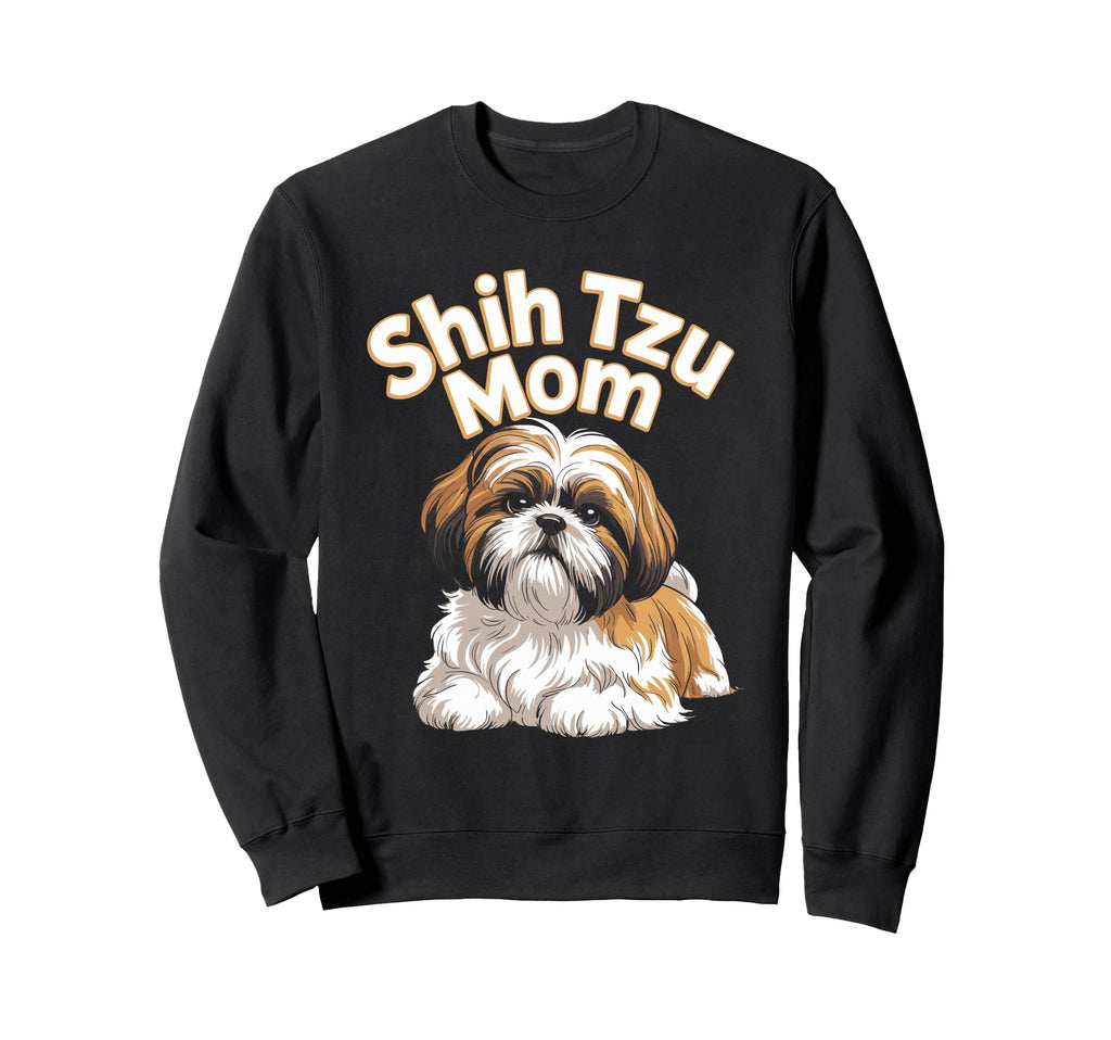 Shih Tzu Mom Flower Typography Sweatshirt - Aesthetic Graphic for Adults - T-Shirt, Sweatshirt, Hoodie