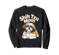 Shih Tzu Mom Flower Typography Sweatshirt - Aesthetic Graphic for Adults - T-Shirt, Sweatshirt, Hoodie