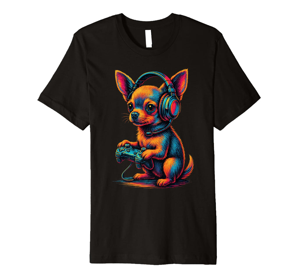 Chihuahua Gamer Gaming Dog Lover T-Shirt - Unique Graphic Men Women - T-Shirt, Sweatshirt, Hoodie