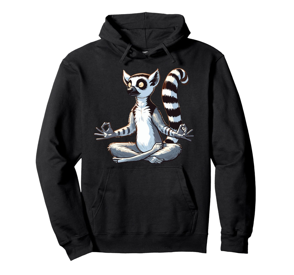 Meditation Lemur Yoga Pose Relaxing Animal Hoodie - Unique Graphic Unisex - T-Shirt, Sweatshirt, Hoodie