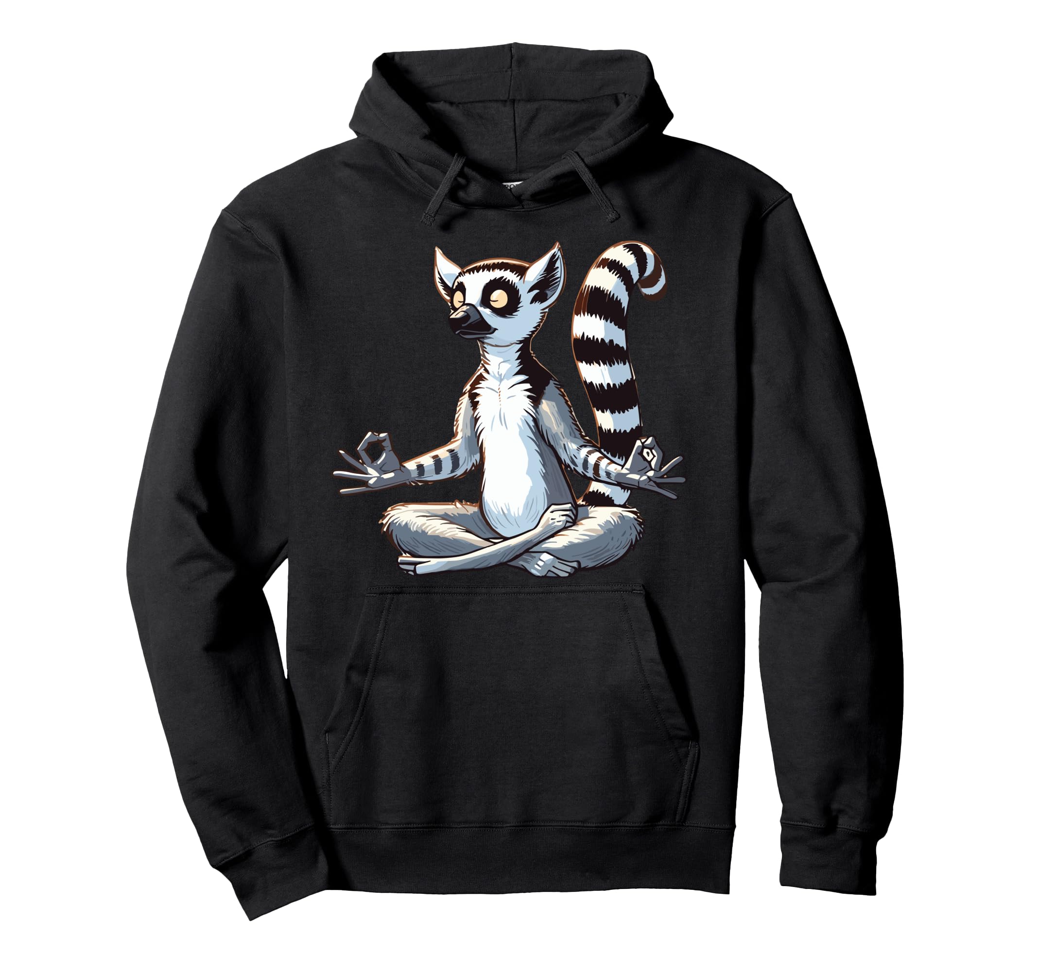 Meditation Lemur Yoga Pose Relaxing Animal Hoodie - Unique Graphic Unisex - T-Shirt, Sweatshirt, Hoodie
