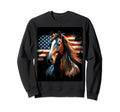 Patriotic Horse American Flag Sweatshirt - Minimalist Print Unisex - T-Shirt, Sweatshirt, Hoodie