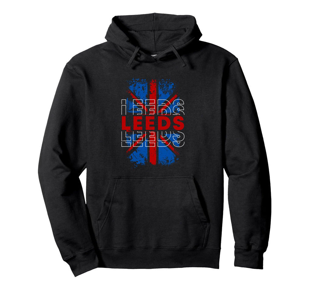 Leeds City Typography Grunge Uk Hoodie - Unique Graphic for Adults - T-Shirt, Sweatshirt, Hoodie