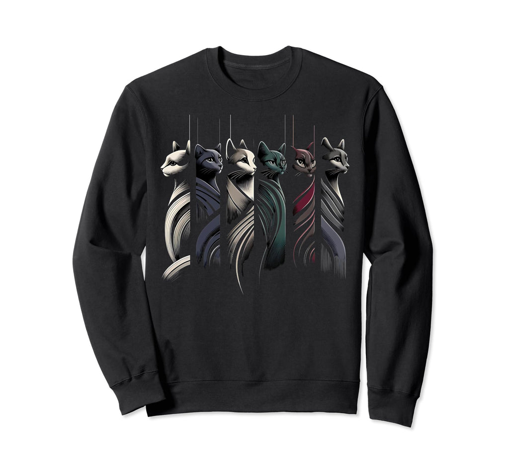 Mid Century Long Neck Cats 50S 60S Sweatshirt - Unique Graphic Unisex - T-Shirt, Sweatshirt, Hoodie