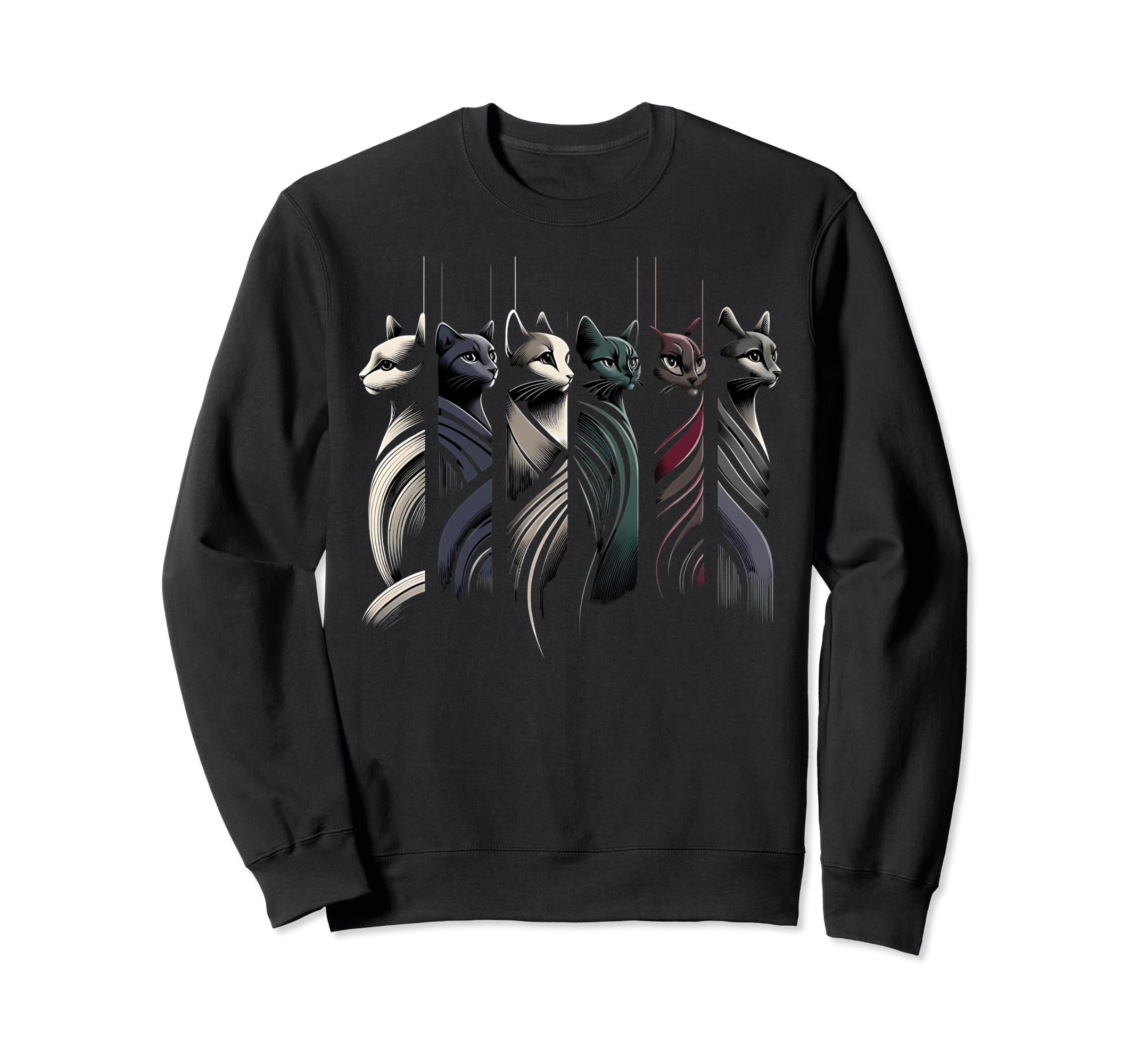 Mid Century Long Neck Cats 50S 60S Sweatshirt - Unique Graphic Unisex - T-Shirt, Sweatshirt, Hoodie