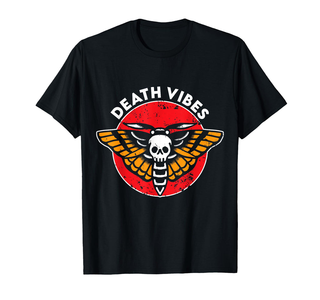 Death Vibes Moth Tattoo American T-Shirt - Casual Everyday Wear Unisex - T-Shirt, Sweatshirt, Hoodie