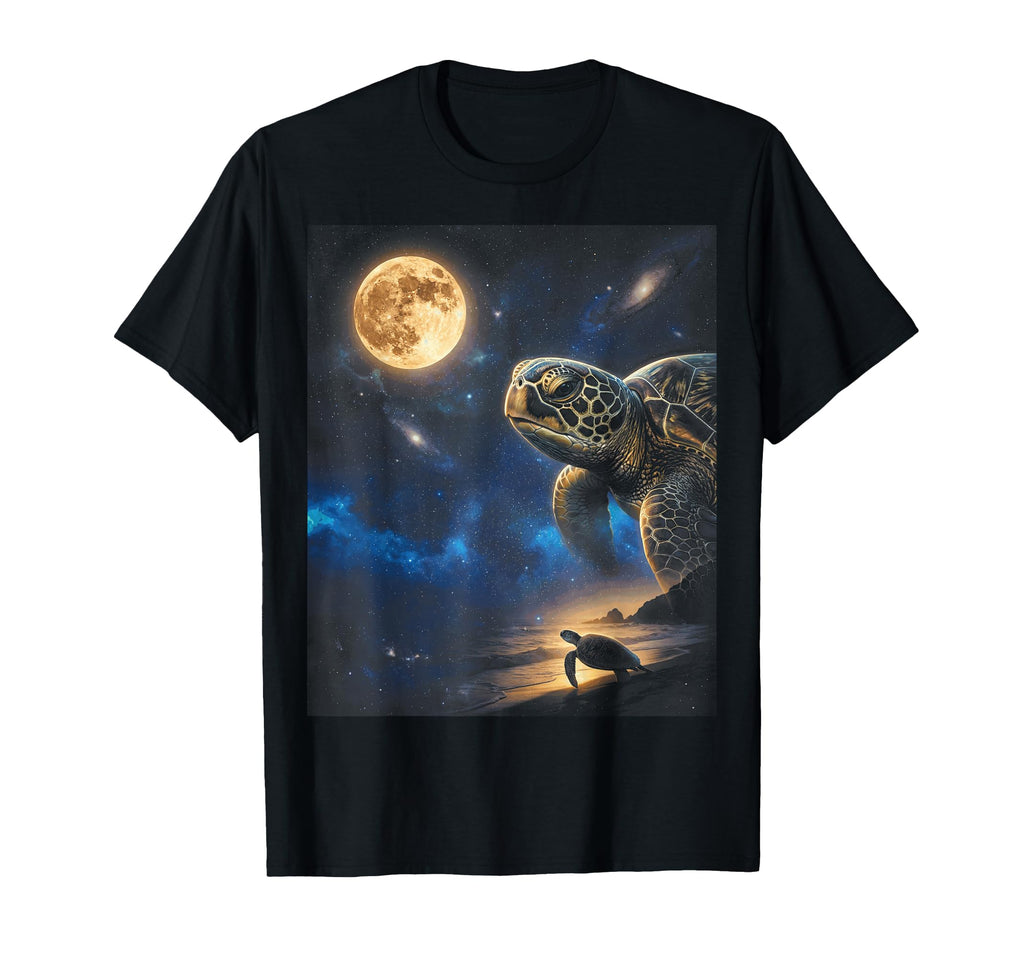 Howling Sea Turtle Full Moon Starry Night T-Shirt - Trendy Graphic Unisex - T-Shirt, Sweatshirt, Hoodie