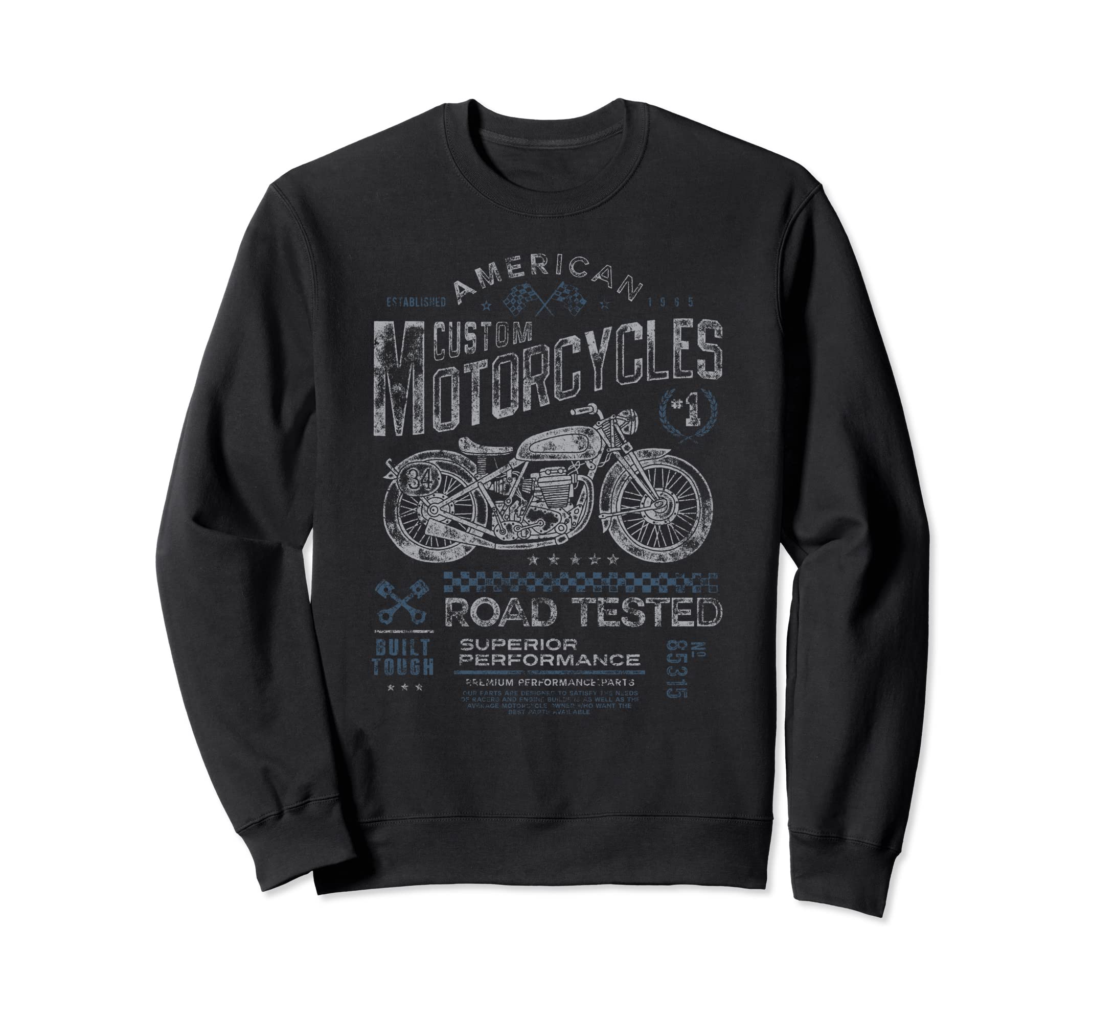 Motorcycle Enthusiast Rustic Effect Sweatshirt - Trendy Graphic Unisex - T-Shirt, Sweatshirt, Hoodie