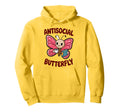 Groovy Anti Social Butterfly Ironic Hoodie - Unique Graphic for Adults - T-Shirt, Sweatshirt, Hoodie