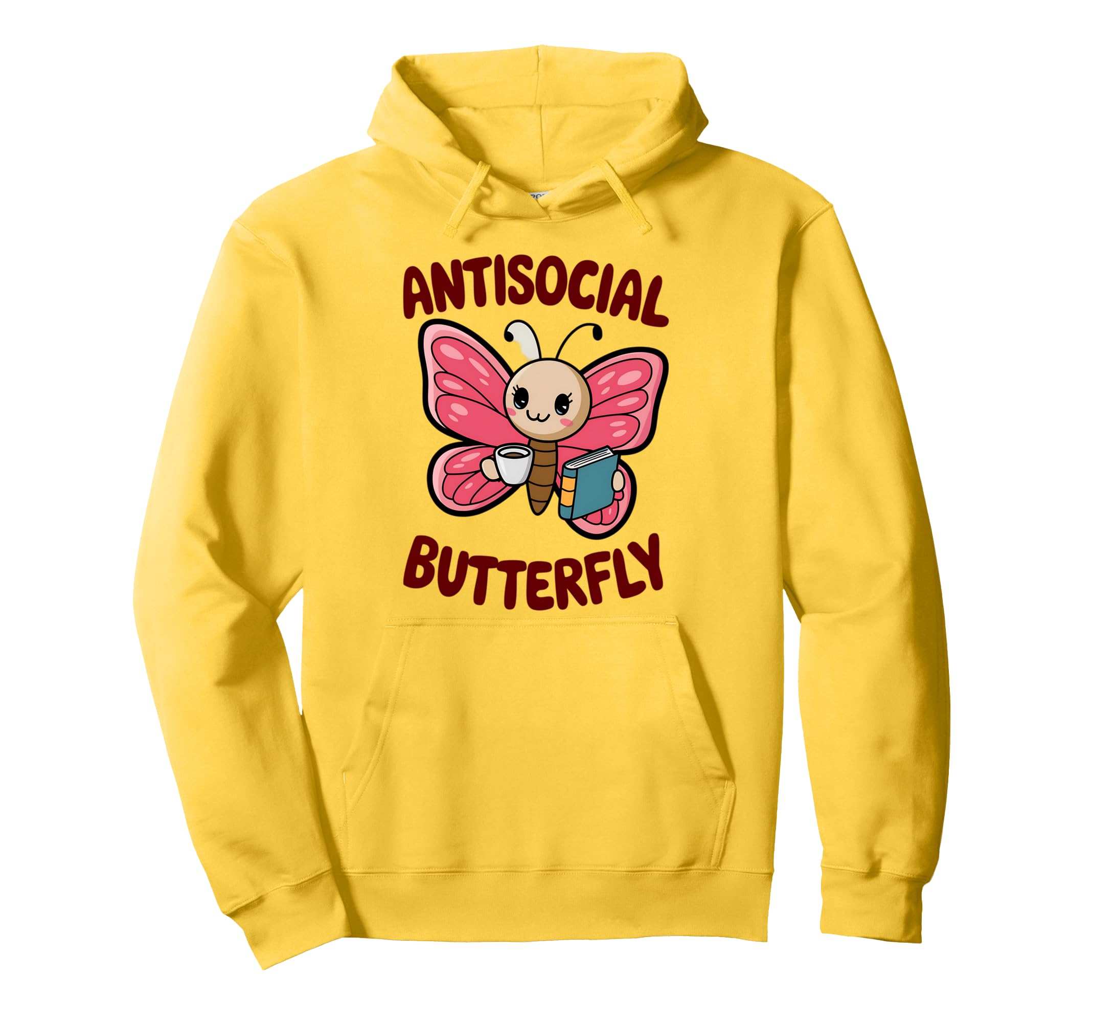 Groovy Anti Social Butterfly Ironic Hoodie - Unique Graphic for Adults - T-Shirt, Sweatshirt, Hoodie