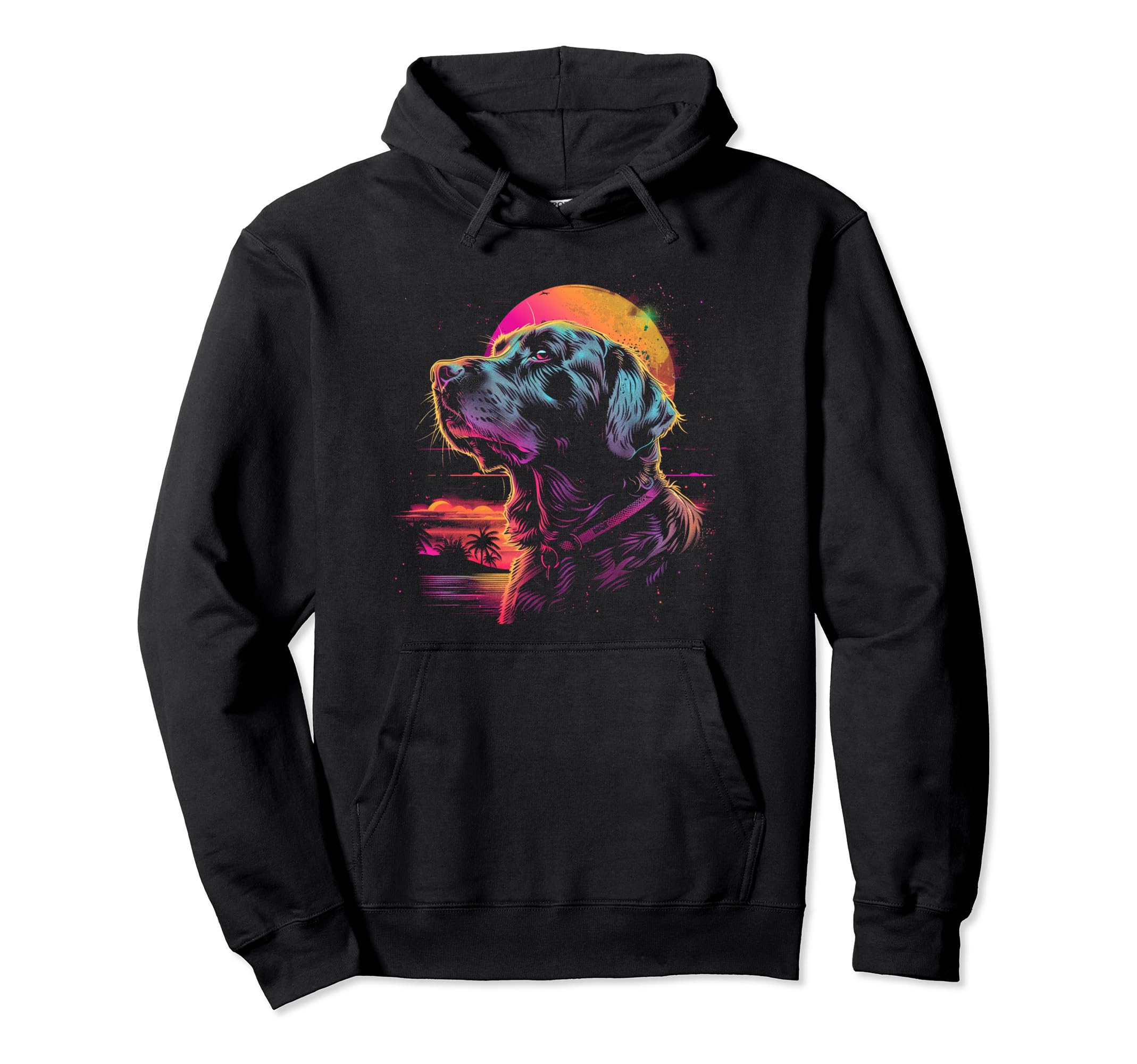 Labrador Retriever Dog Vaporwave Hoodie - Aesthetic Graphic Unisex - T-Shirt, Sweatshirt, Hoodie