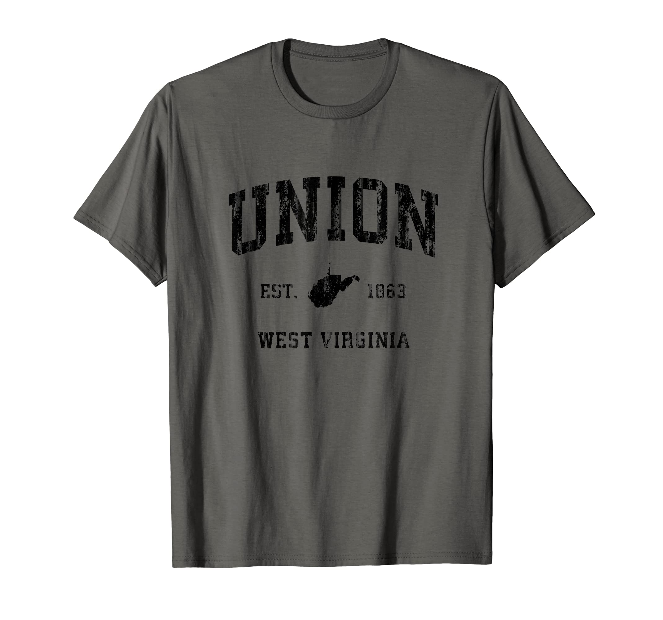 Union West Virginia Wv Athletic Black T-Shirt - Novelty Apparel for Adults - T-Shirt, Sweatshirt, Hoodie