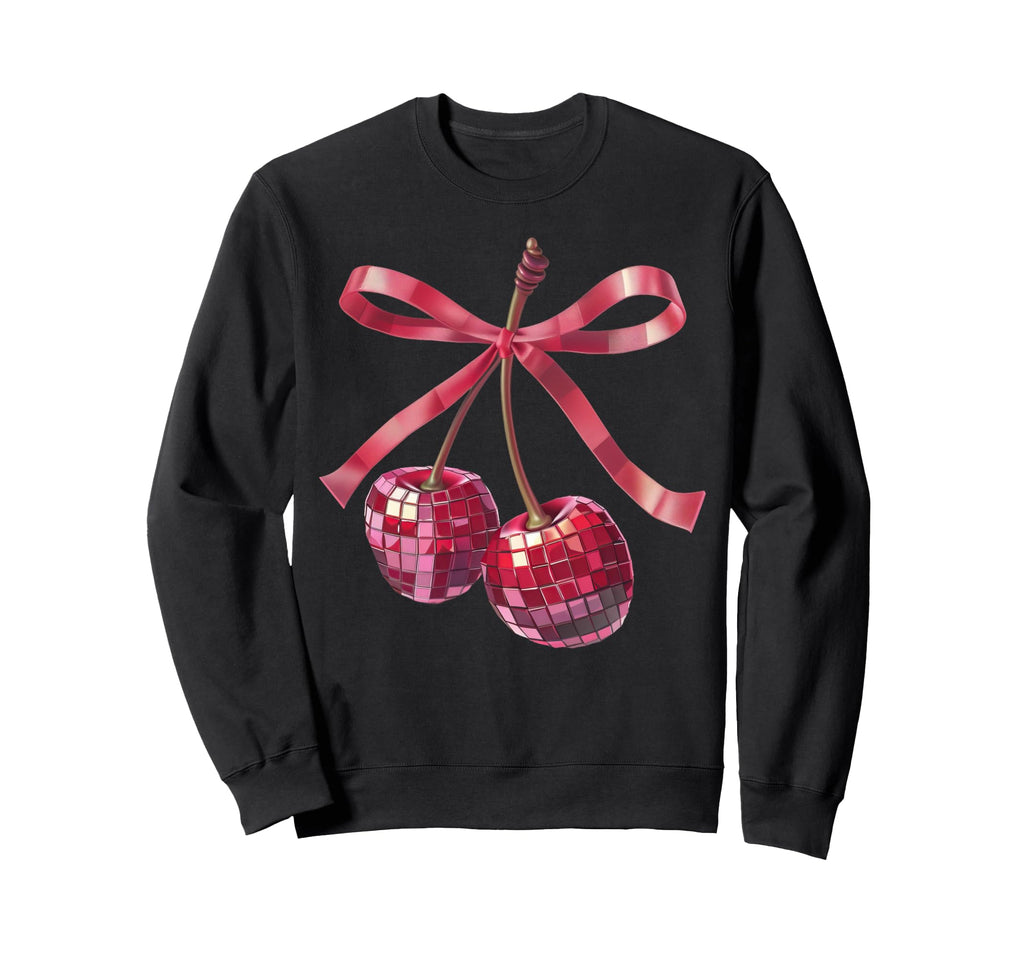 Coquette Cherry Mirror Disco Sweatshirt - Casual Everyday Wear for Adults - T-Shirt, Sweatshirt, Hoodie