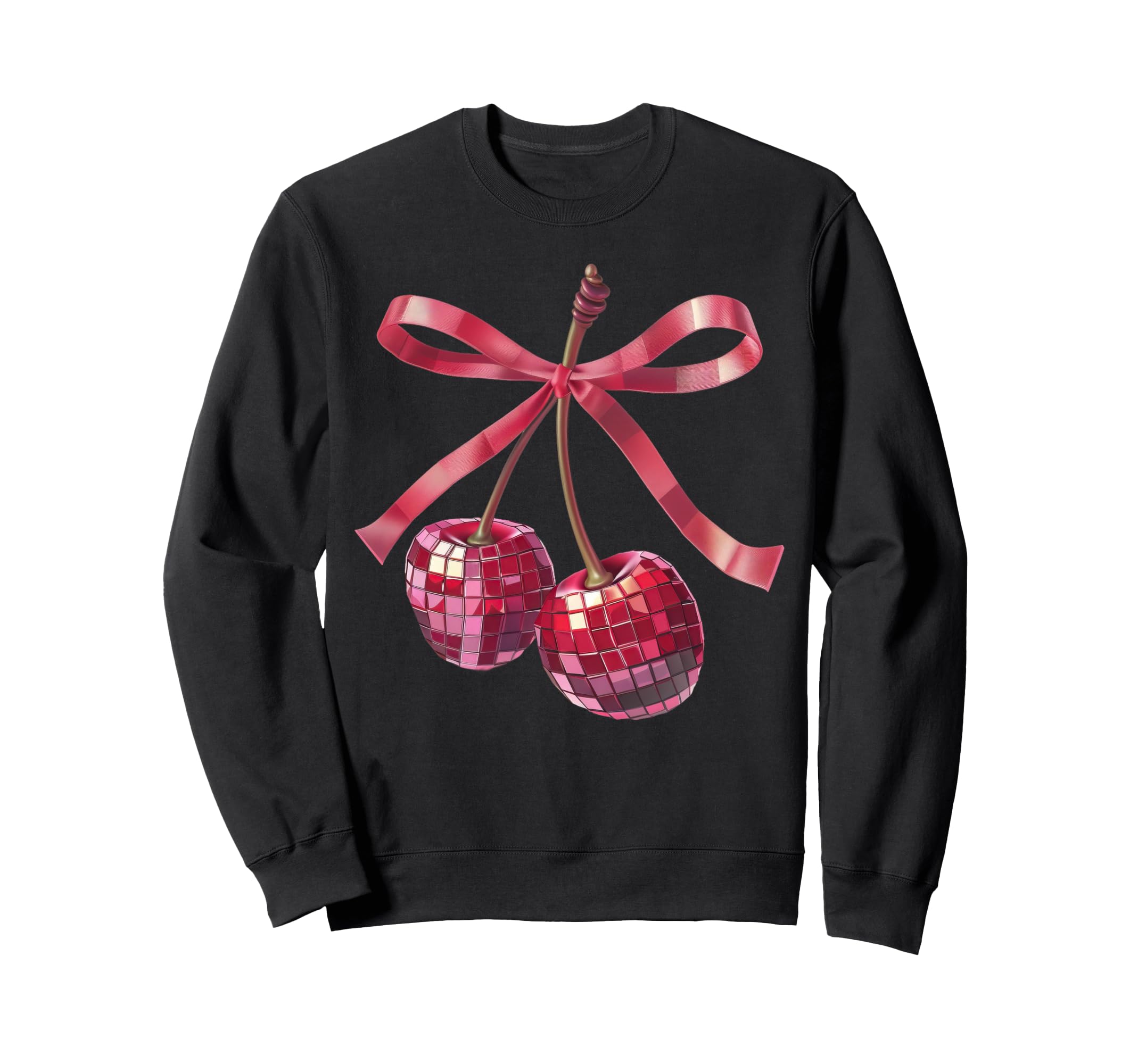 Coquette Cherry Mirror Disco Ball Sweatshirt - Aesthetic Graphic Men Women - T-Shirt, Sweatshirt, Hoodie