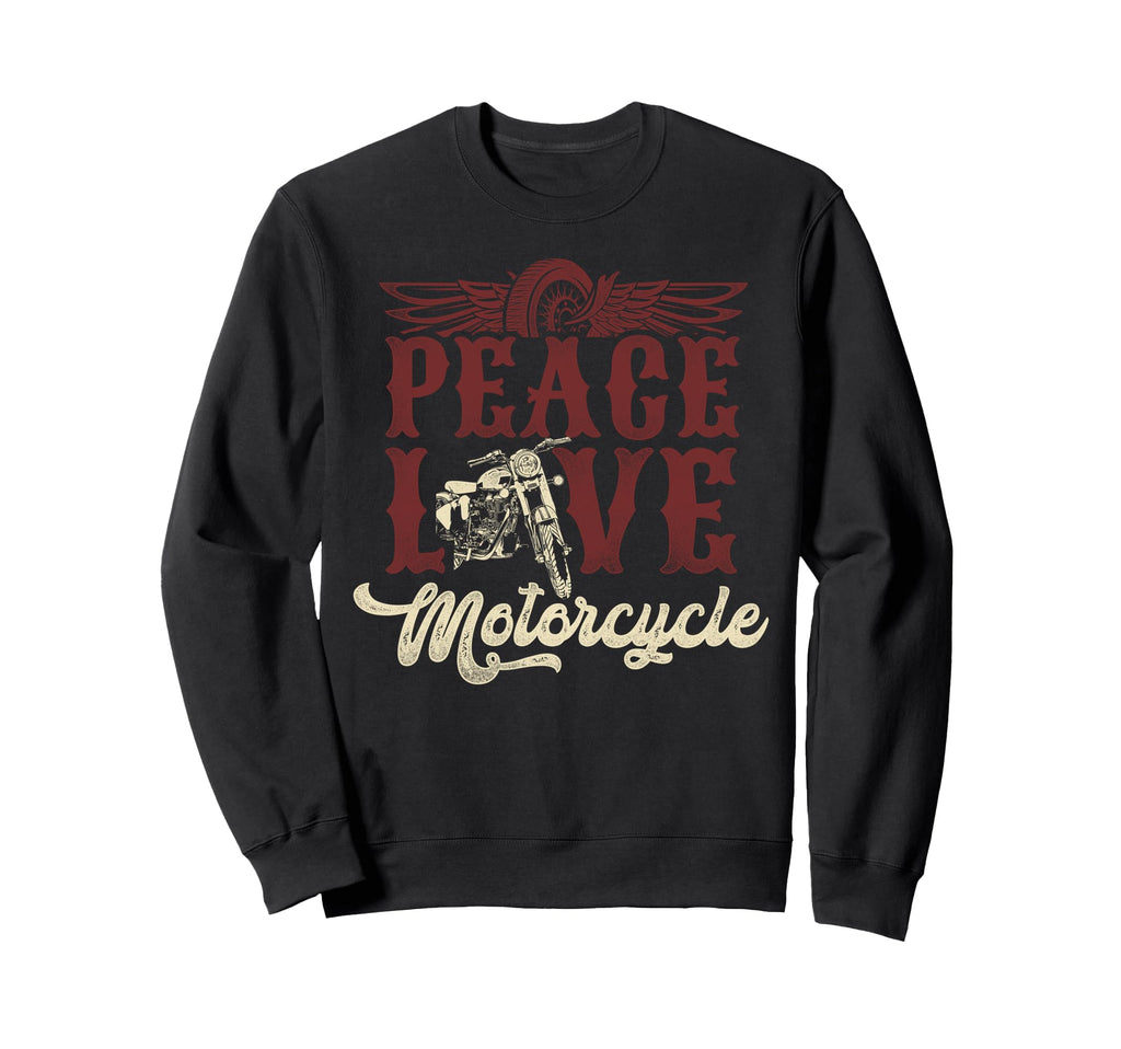 Motorcycle Biker Female Peace Love Sweatshirt - Custom Art Print Men Women - T-Shirt, Sweatshirt, Hoodie