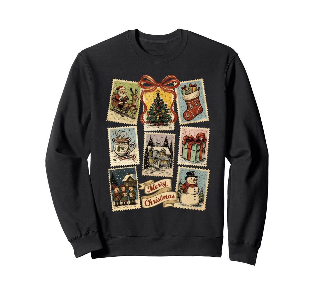 Stamp Holiday Postage Art Sweatshirt - Fun Novelty Design for Adults - T-Shirt, Sweatshirt, Hoodie