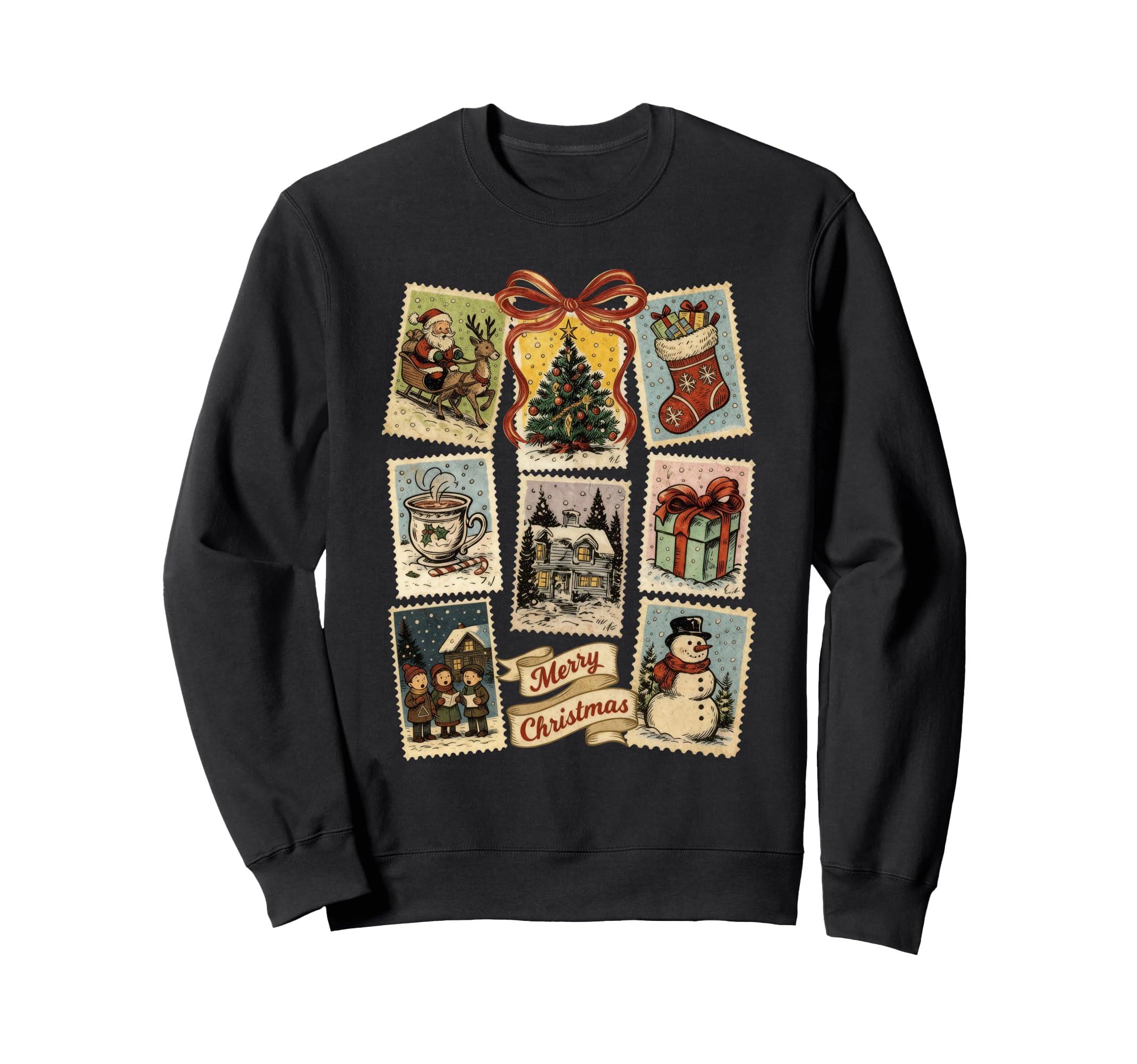 Stamp Holiday Postage Art Sweatshirt - Fun Novelty Design for Adults - T-Shirt, Sweatshirt, Hoodie