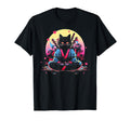 Synthwave Cat Samurai Mediation T-Shirt - Custom Art Print Men Women - T-Shirt, Sweatshirt, Hoodie