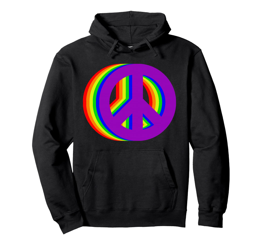 Rainbow Peace Sign 60S 70S Peace Lover Hoodie - Trendy Graphic for Adults - T-Shirt, Sweatshirt, Hoodie