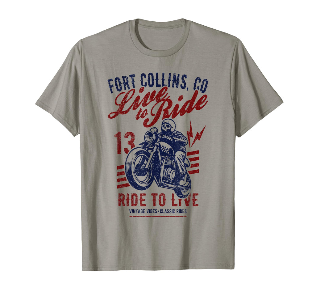 Fort Collins Colorado Motorcycle Skull T-Shirt - Unique Graphic for Adults - T-Shirt, Sweatshirt, Hoodie