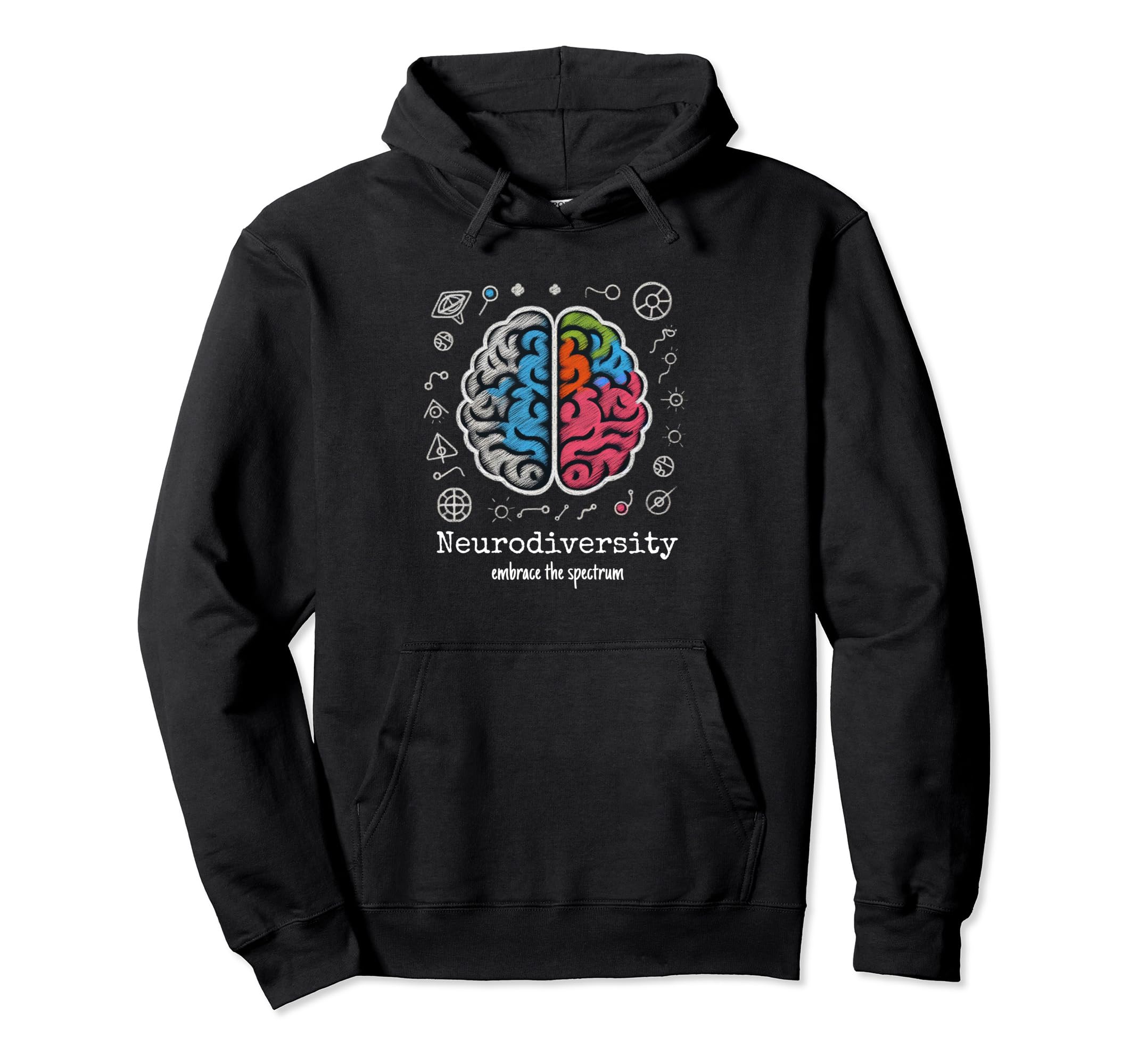 Colorful Rainbow Brain Neurodiversity Hoodie - Streetwear Style Unisex - T-Shirt, Sweatshirt, Hoodie
