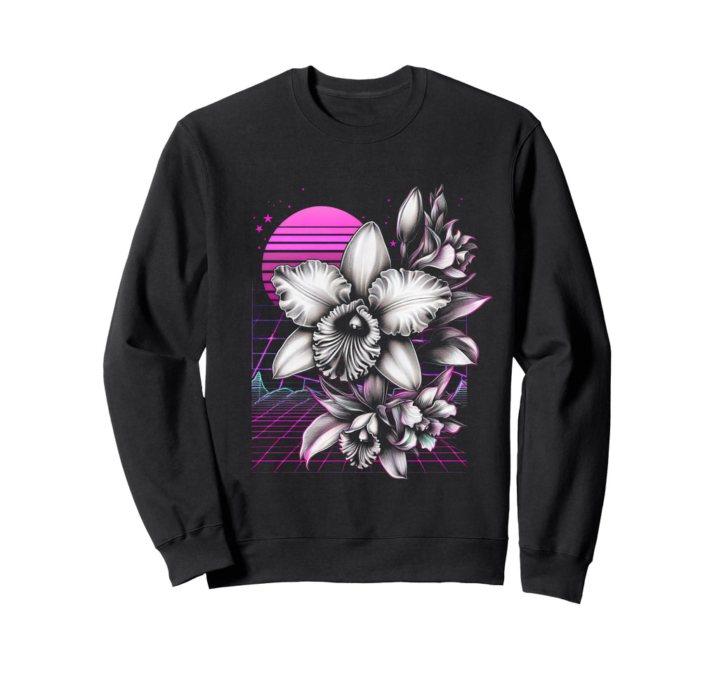 Cattleya Orchid Vaporwave Aesthetic Sweatshirt - Novelty Apparel Men Women - T-Shirt, Sweatshirt, Hoodie
