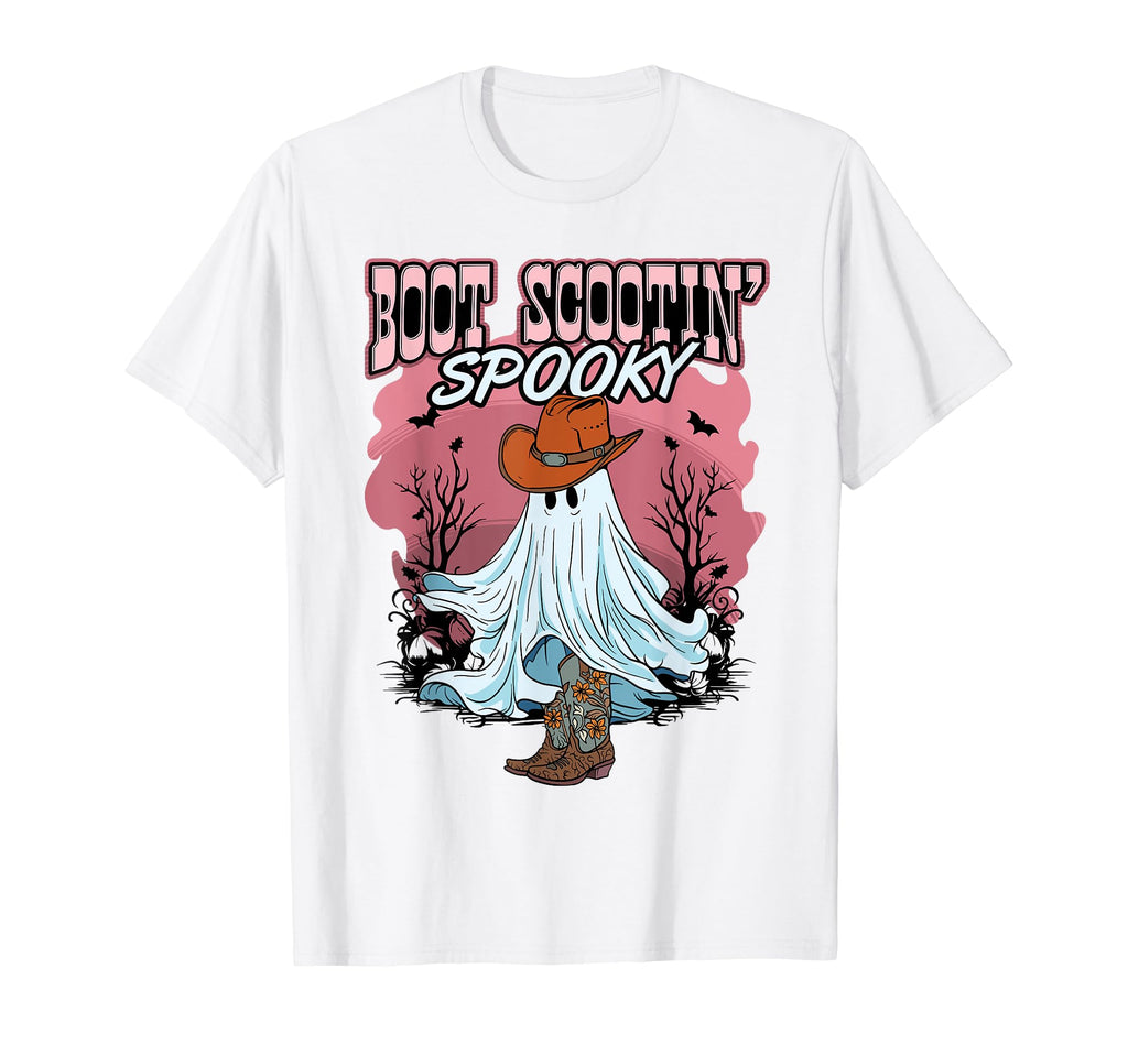 Halloween Ghost Western Funny Boot T-Shirt - Unique Graphic Men Women - T-Shirt, Sweatshirt, Hoodie