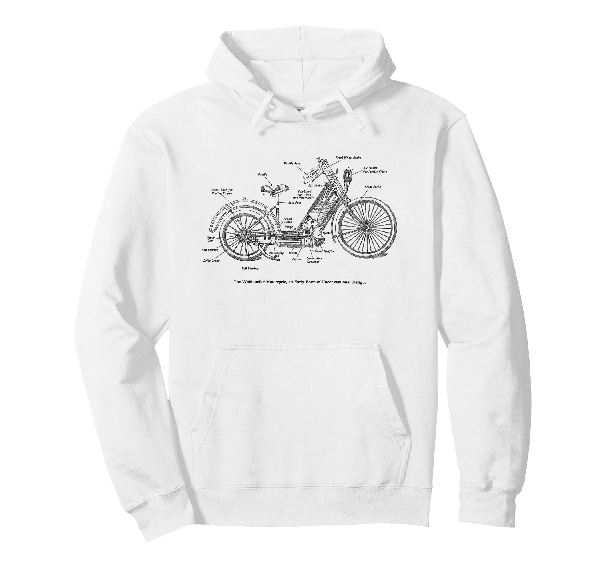 Wolfmueller Motorcycle Diagram Blueprint Hoodie - Fun Novelty Design Unisex - T-Shirt, Sweatshirt, Hoodie