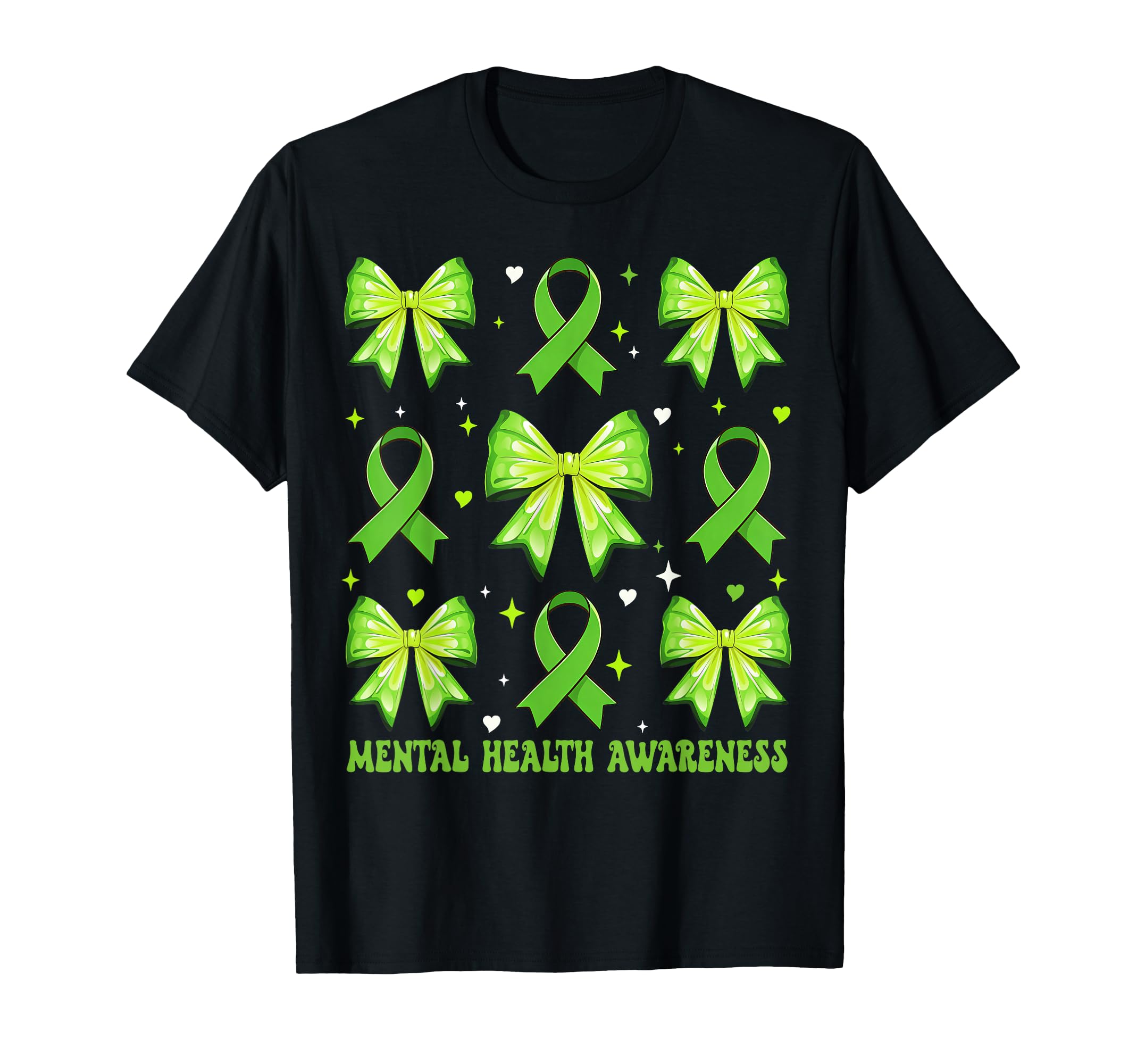 Green Coquette Bow Mental Health T-Shirt - Casual Everyday Wear Men Women - T-Shirt, Sweatshirt, Hoodie