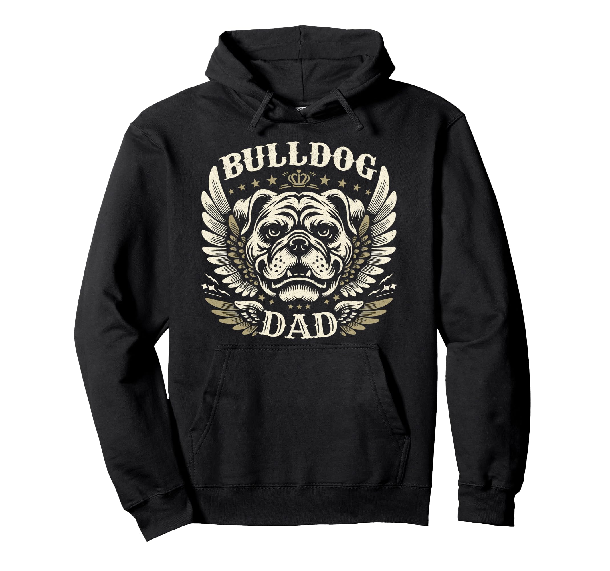 Bulldog Dad Biker Wings Motorcycle Hoodie - Custom Art Print for Adults - T-Shirt, Sweatshirt, Hoodie