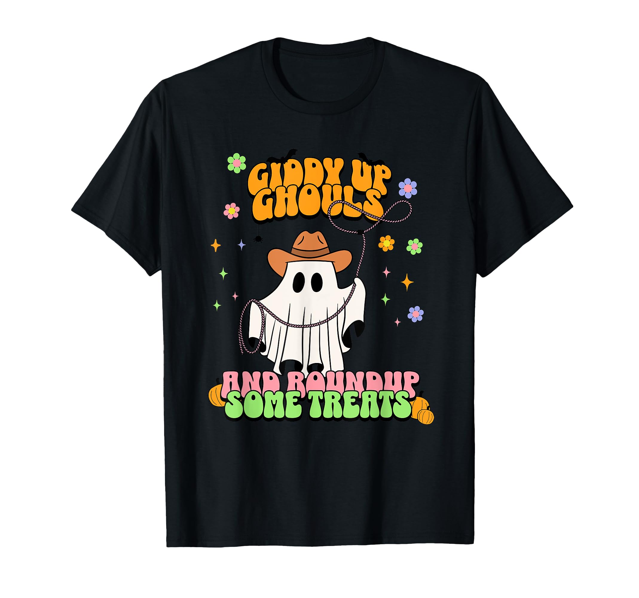 Cowgirl Ghost Western Groovy Halloween T-Shirt - Unique Graphic for Adults - T-Shirt, Sweatshirt, Hoodie