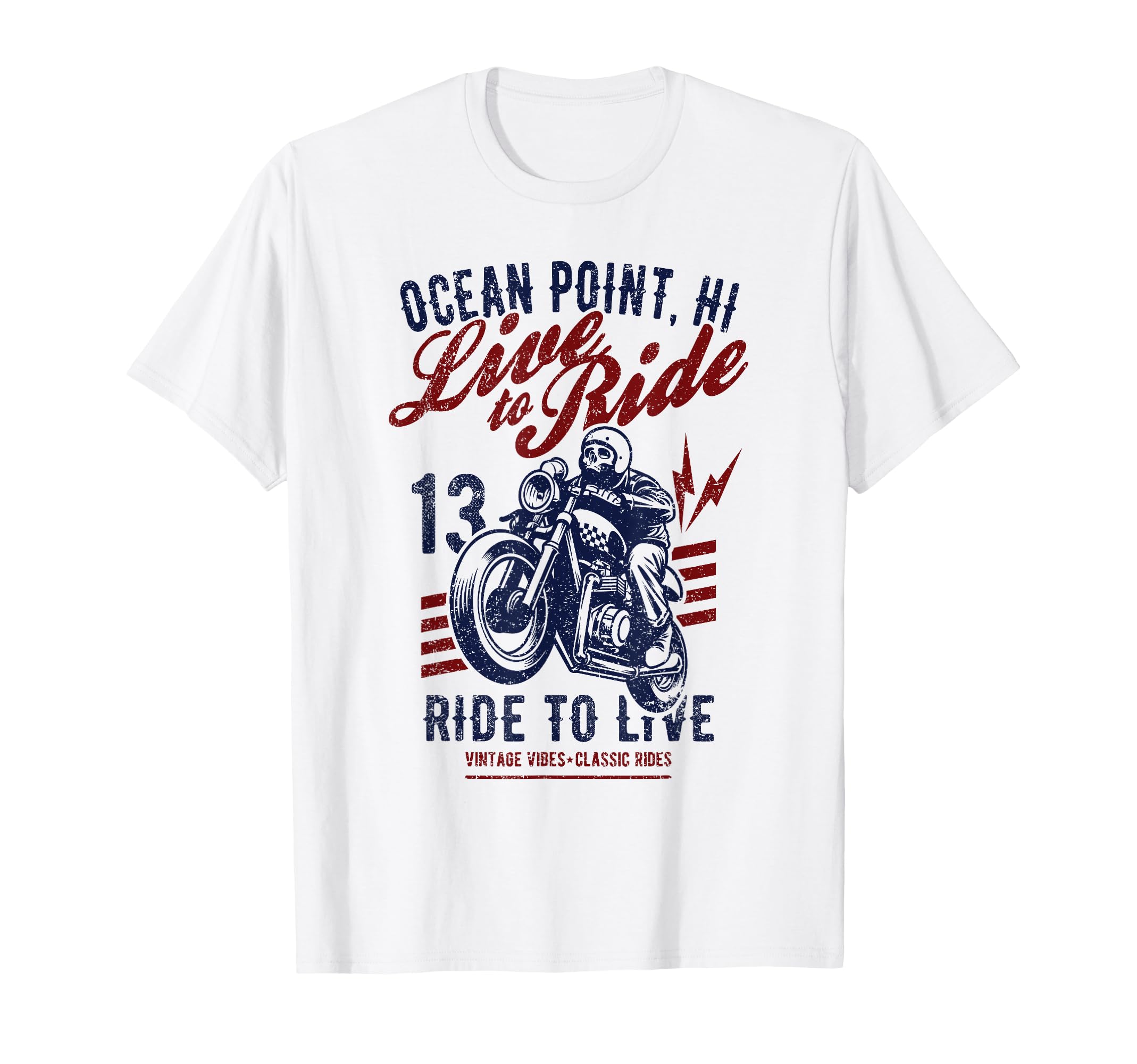 Ocean Point Hawaii Motorcycle Skull T-Shirt - Novelty Apparel for Adults - T-Shirt, Sweatshirt, Hoodie
