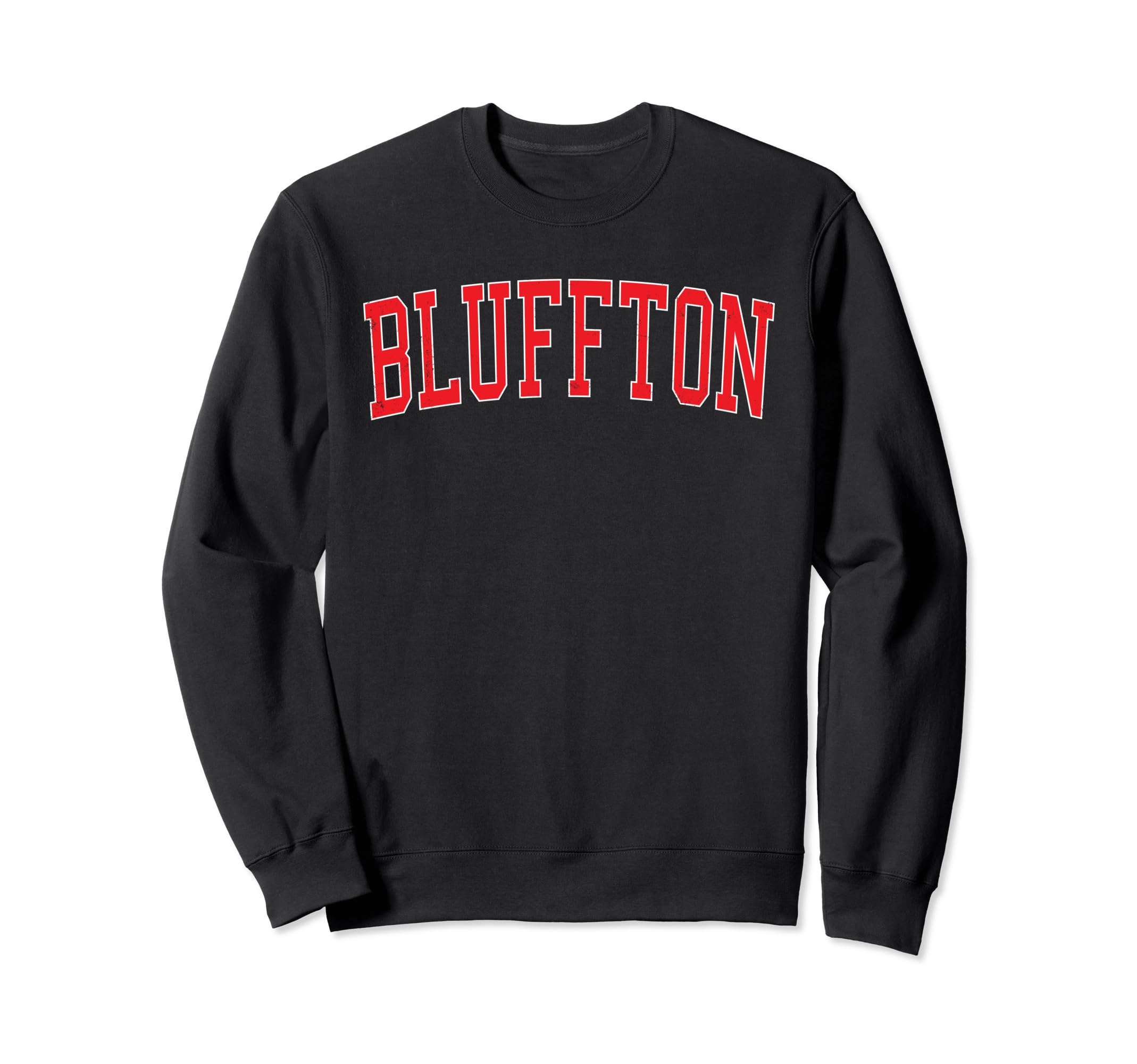 Bluffton Distressed Red Varsity Sweatshirt - Unique Graphic for Adults - T-Shirt, Sweatshirt, Hoodie