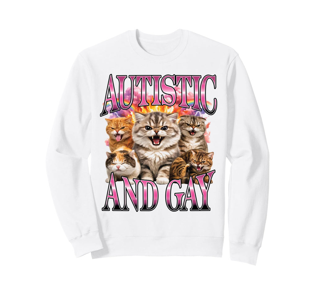 Autistic And Gay Hissing Cats Sweatshirt - Custom Art Print for Adults - T-Shirt, Sweatshirt, Hoodie