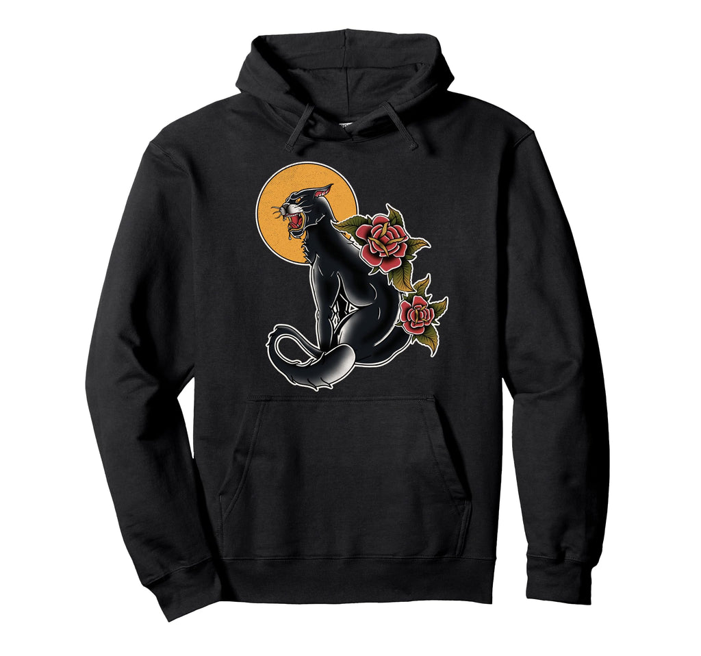American Traditional Panther Tattoo Hoodie - Minimalist Print Men Women - T-Shirt, Sweatshirt, Hoodie