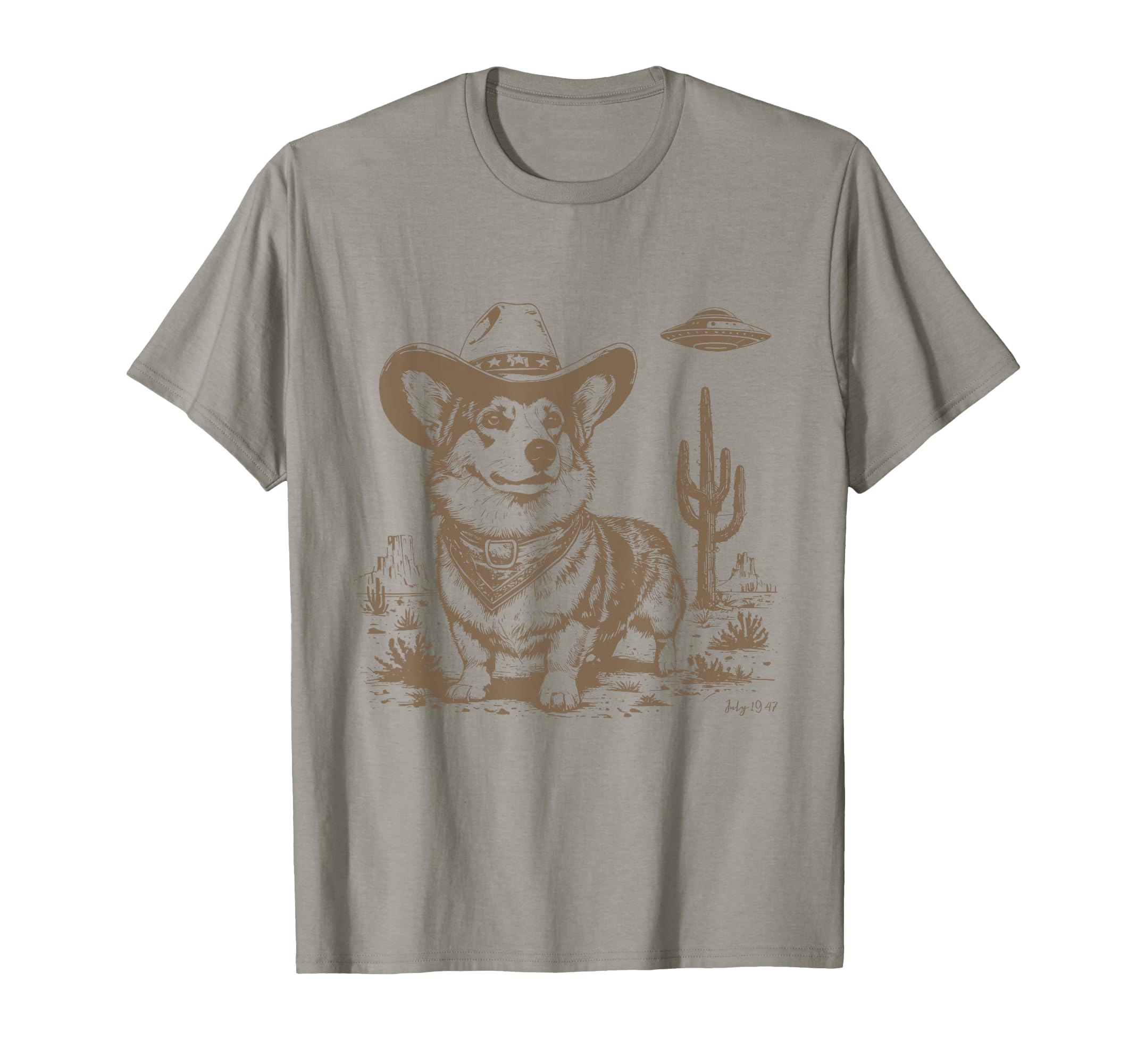 Funny Corgi Ufo Western Cowboy 90S T-Shirt - Streetwear Style Unisex - T-Shirt, Sweatshirt, Hoodie