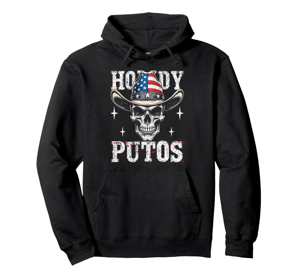 Howdy Putos Western Cowboy Skull Hoodie - Fun Novelty Design for Adults - T-Shirt, Sweatshirt, Hoodie