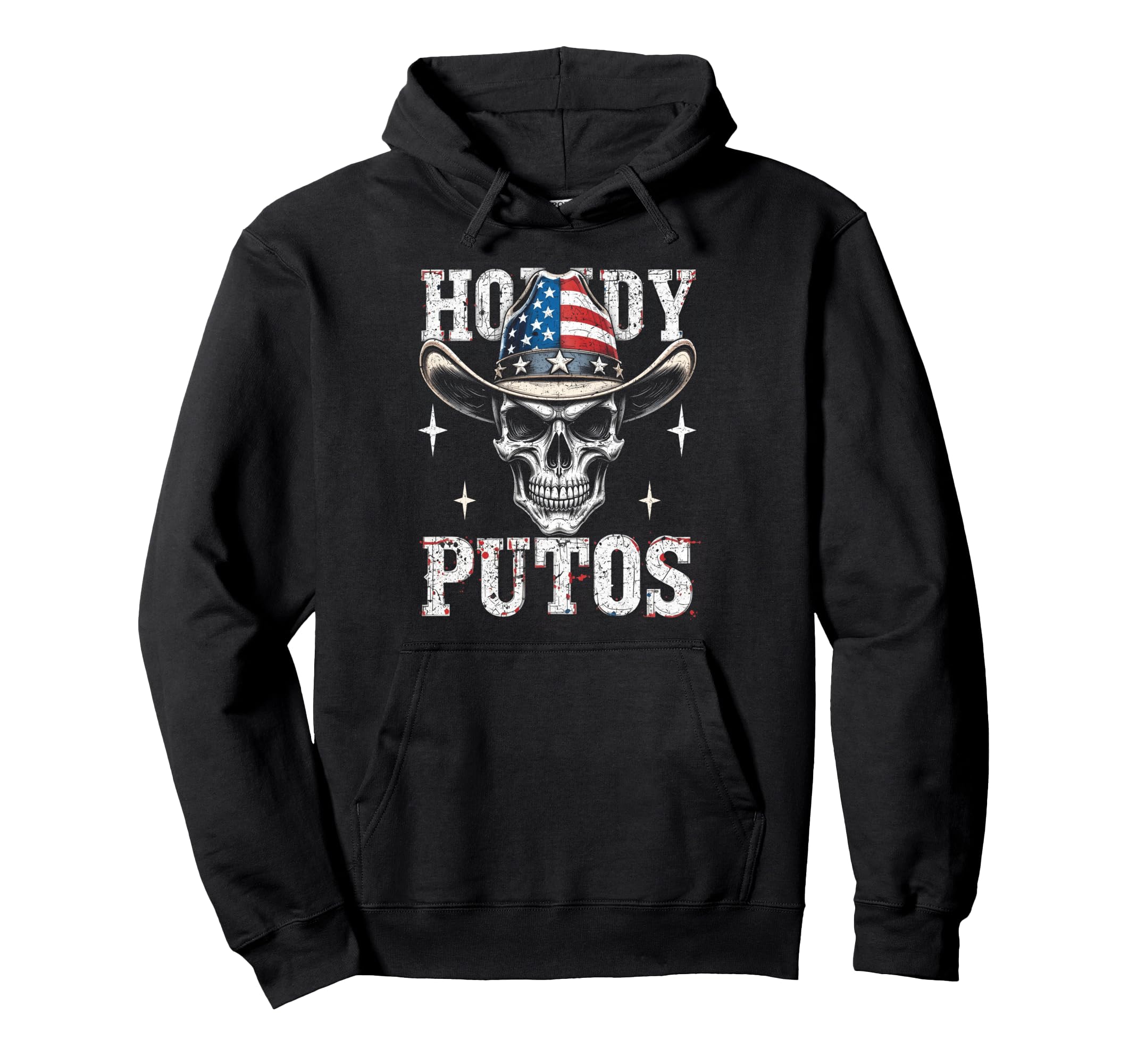 Howdy Putos Western Cowboy Skull Hoodie - Fun Novelty Design for Adults - T-Shirt, Sweatshirt, Hoodie
