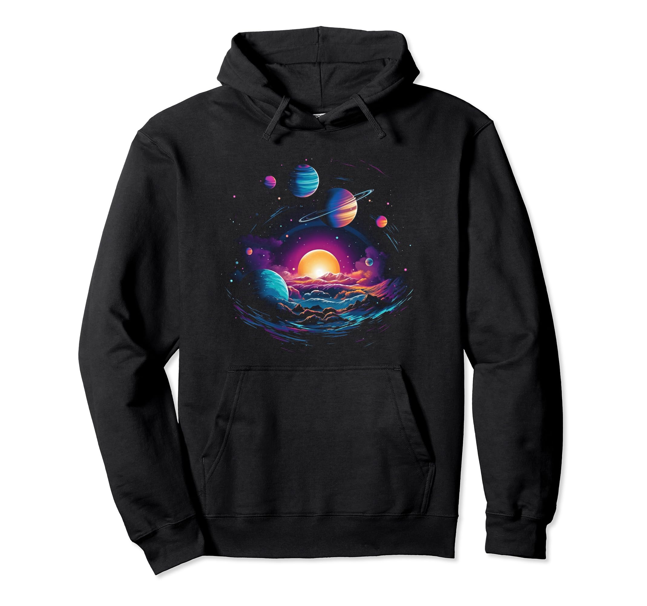 Vaporwave Solar System 80S Hoodie - Casual Everyday Wear for Adults - T-Shirt, Sweatshirt, Hoodie
